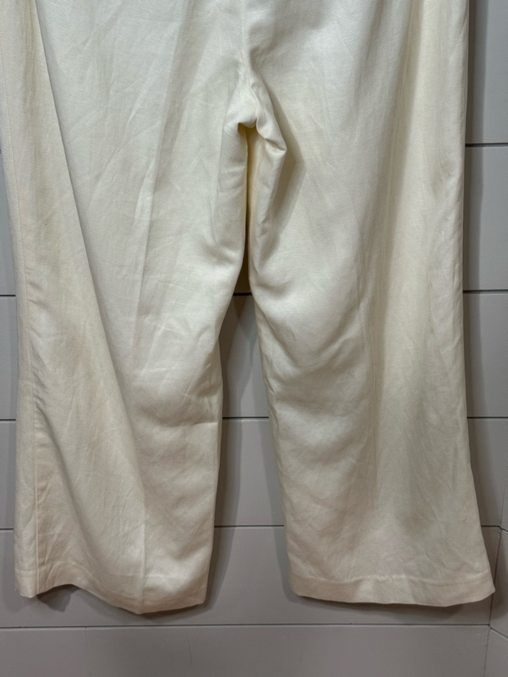 NEW Ann Taylor Linen Cream High Rise Wide-Leg High Waist Trousers Size 14P - Picture 7 of 8